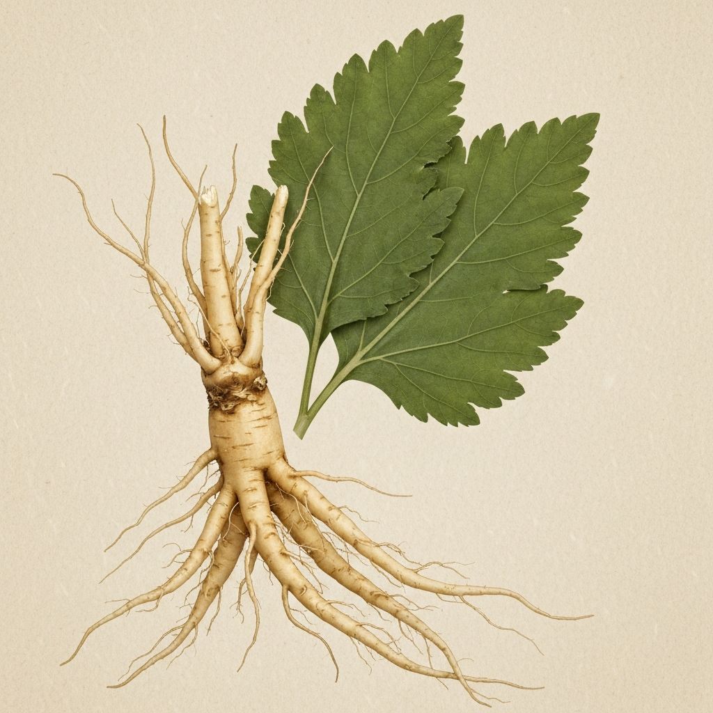 Eleuthero-Wurzel und Blätter Detail Botanik